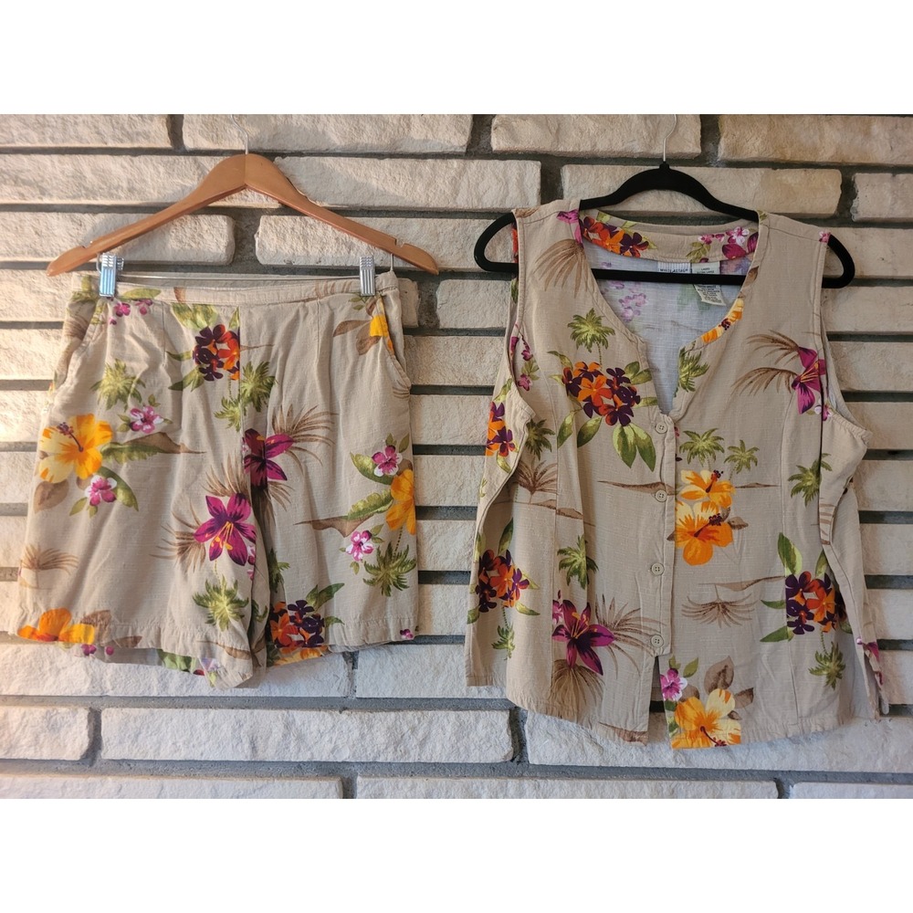 White Stag Women's Tropical Tank Top And Short Set Size XL Spring/Summer/Fall